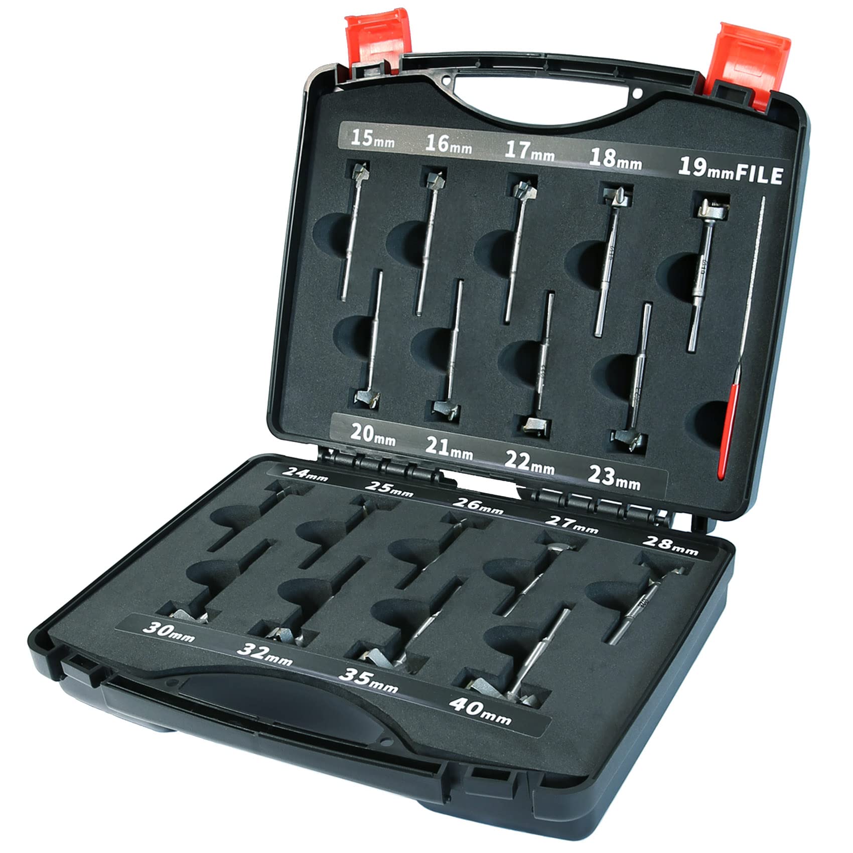 Photo 1 of Forstner Bit Set 18 Pcs, Ø15-40mm Forstner Bit Set for Wood, High Speed Forster Bites Set with Storage Case, Carbide Tipped Foster Drill Bit Set for Woodworking (Round Shank)