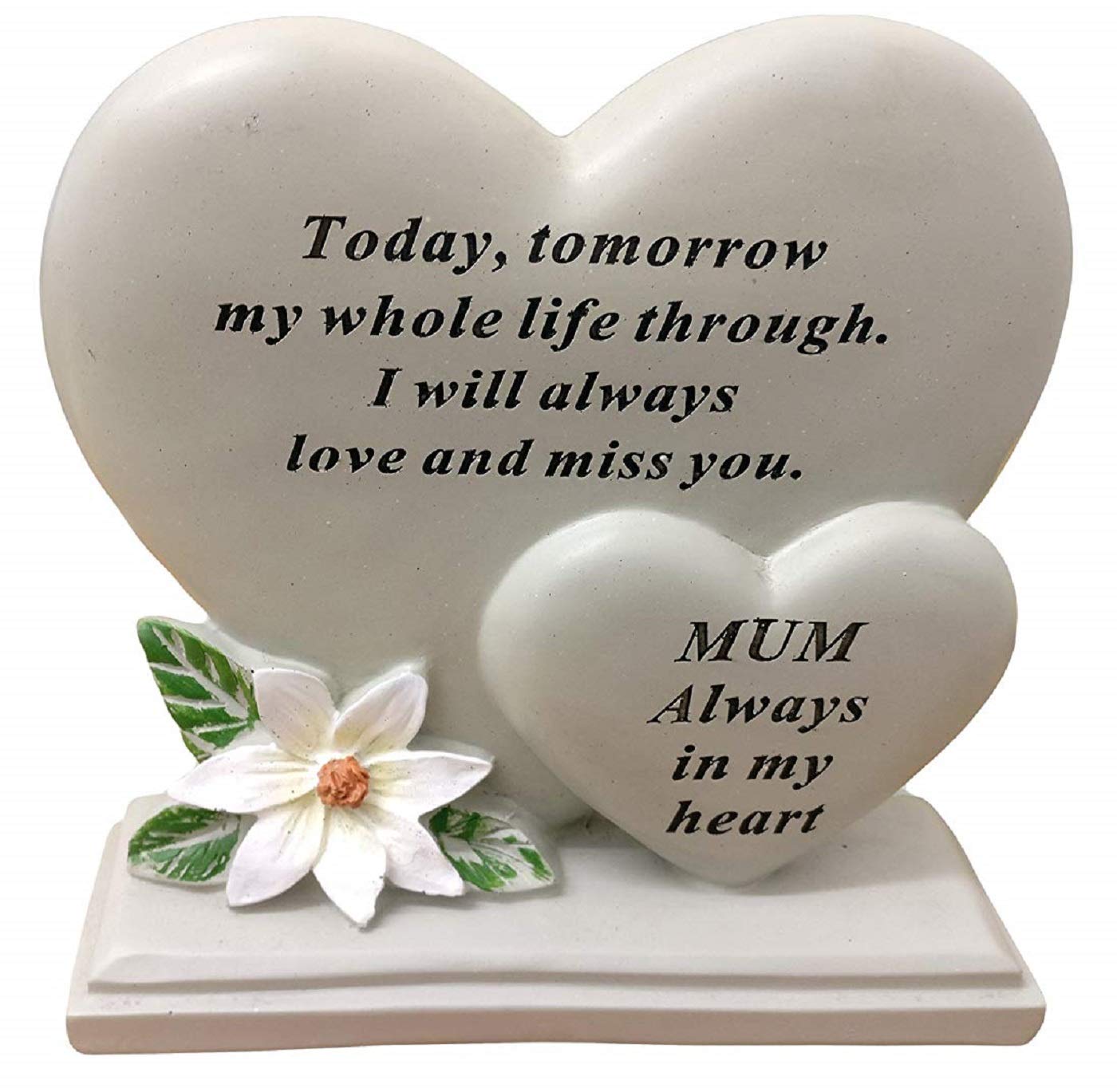 David Fischhoff Mum Double Heart Plaque, Poly Resin Cream, 17.5 x 5.5 x 19 cm