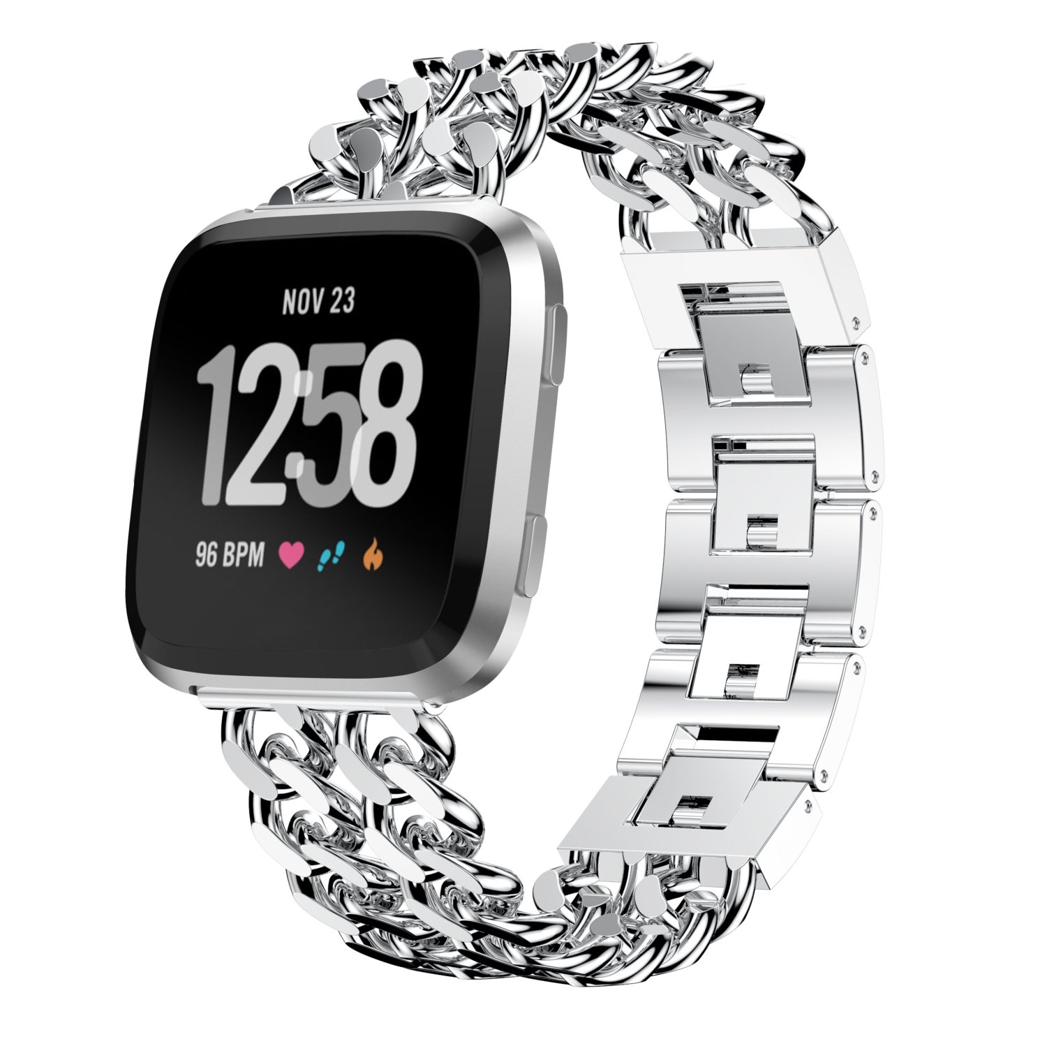 海外最新 Btchoice特別なデザイン合金交換用ストラップwristbands時計バンドブレスレットwithコネクタfor Fitbit Versaトラッカー シルバー B07bsgqydm Online Lexus Astana Kz