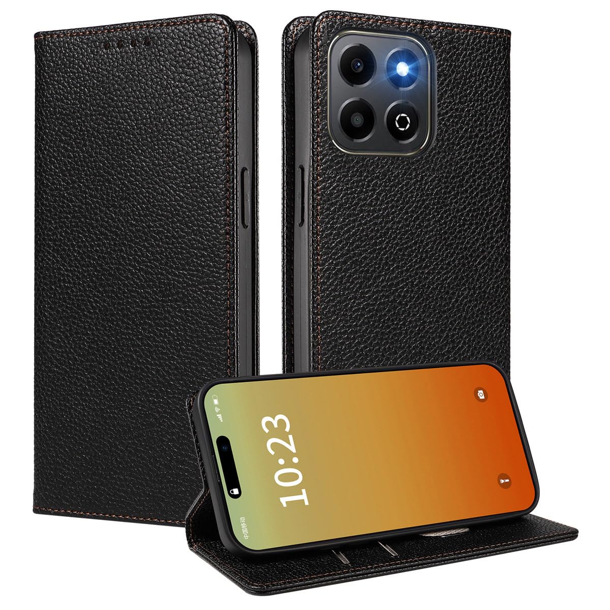 MOJIA Case for Honor X6b 4G, [Strong Magnetic Closure] Premium PU Leather Wallet Case Flip Phone Cover, Card Holder Multifunctional Case. Black