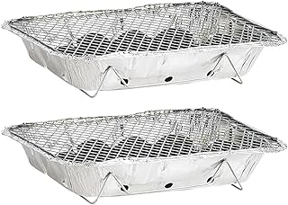 infactory Einmalgrill: Handliche Einweggrills im 2er-Pack, mit 500 g Kohle und Anzünder (Griller)