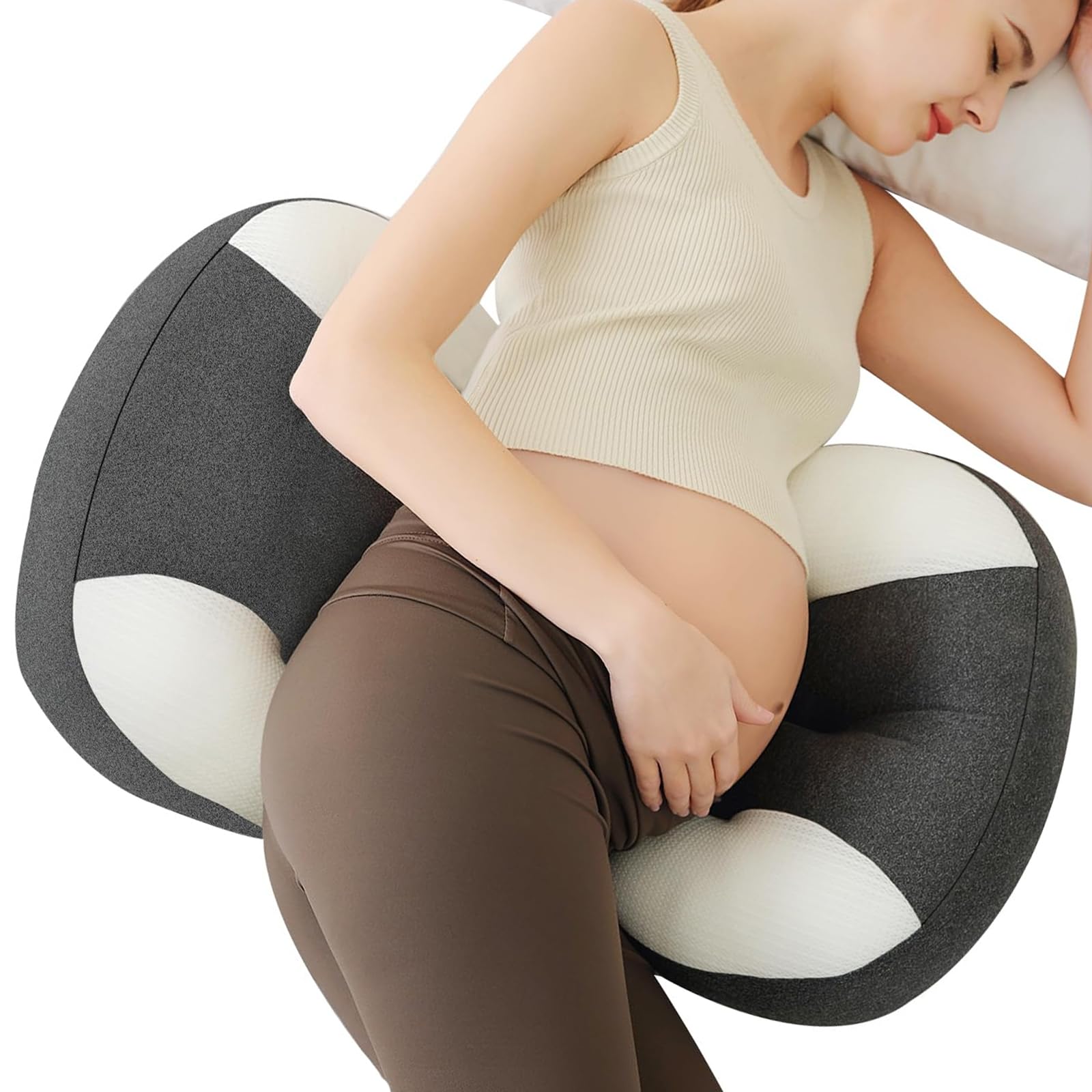Photo 1 of Maternity Pillow for Pregnant Women - Pregnancy Pillow for Comfort & Support, Perfect for Side Sleeping, Back Pain Relief, Soft Maternity Pillows for Women