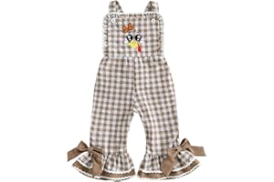 YINGISFITM Toddler Baby Girl Valentiens Outfit Love Heart Romper Long Flared Jumpsuit Valentines Day Overalls 0-7 Years Old
