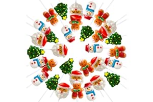 DELICYUM Christmas-Themed Candy Lollipops Stocking Stuffers 32 Pk, Christmas-Tree, Santa, Snowman, Gingerbread Man Lollipop Candy Suckers Individually Wrapped Bulk, 4 Fruit Flavors for Party Supplies, Gift Box
