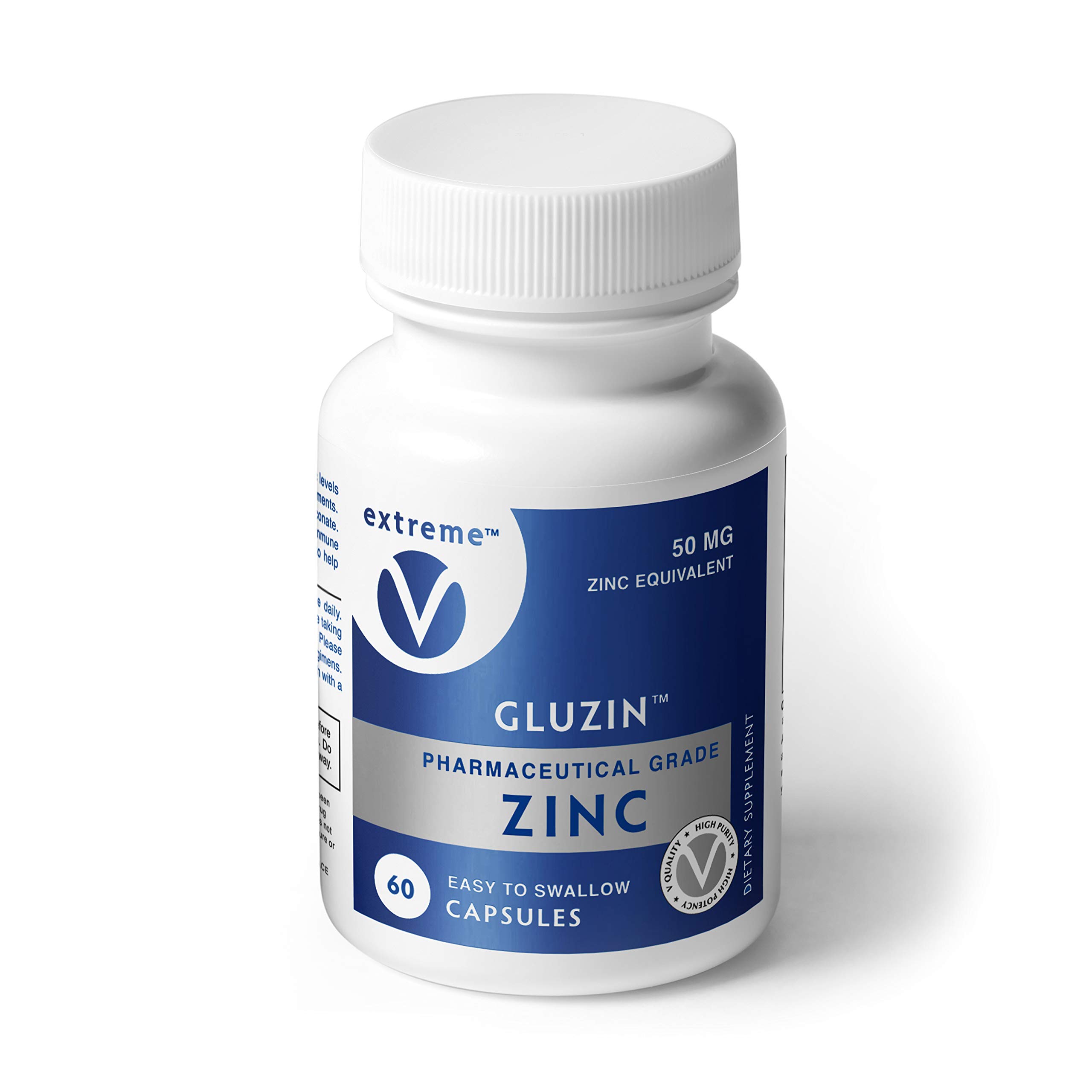 1 OTC ZINC Gluzin Pharmaceutical Grade Zinc, 50 mg, 60 Capsules, Most Trusted