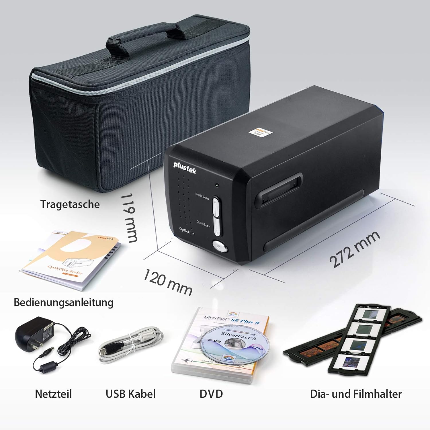 Plustek OpticFilm 8200i SE , 35mm Film & Slide Scanner. 7200 dpi / 48-bit Output. Integrated Infrared Dust/Scratch Removal. Bundle Silverfast SE Plus 8.8 , Support Mac and PC.: Electronics