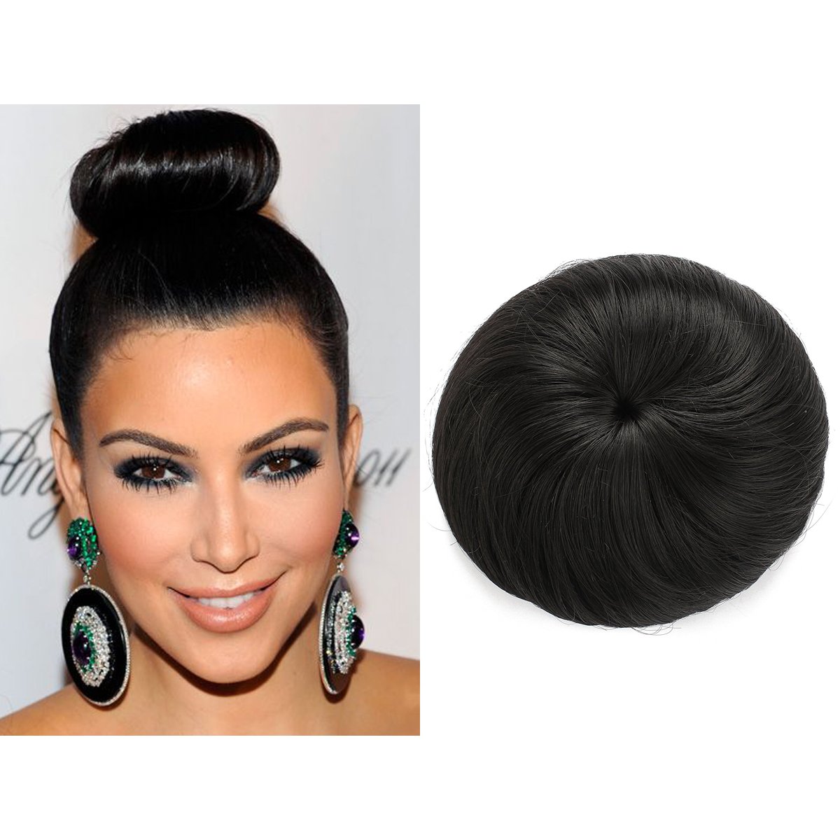 SARLA Black Hair Bun Hair Pieces for Women Gril Lady Claw Clip in Pony