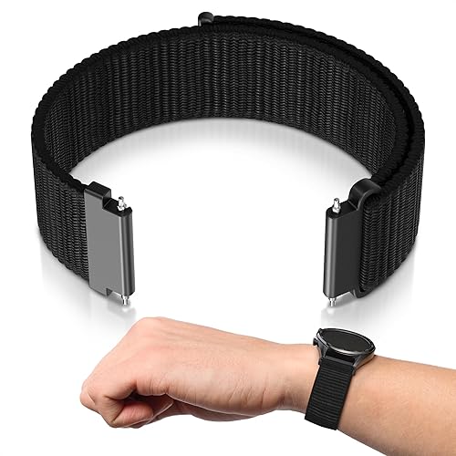 20mm Watch Band Nylon Smart Watch Bands for Men in Black Color