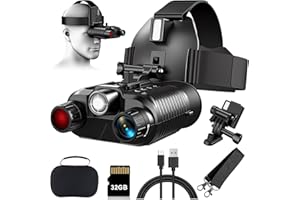 SFEOOT Night Vision Goggles Head Mounted - 4K Night Vision Binoculars 1312ft 8X Digital Zoom, Saves Video and 36M Photos, for Helmets, Long Range IR Night Vision Goggles