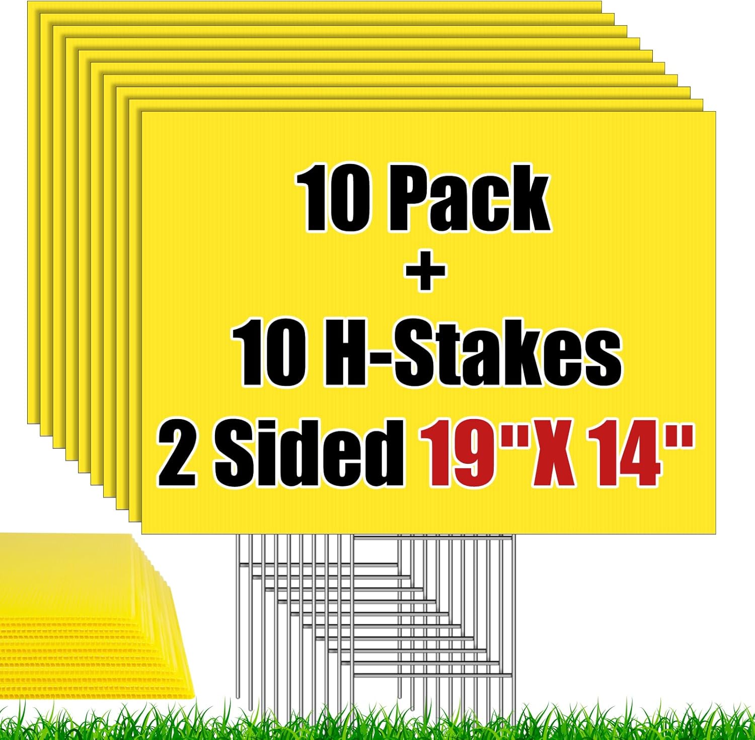 Yard Signs - IKAYAS 10 Pack Large Size Blank Yard Signs with Stakes, 19 x 14 Inches Yellow Garden Yard Signs Yard Sale Signs Corrugated Plastic Signs for Party Decorations,Garage Sale, Guidepost, Open House