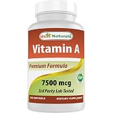 Best Naturals Vitamin A 25000 IU (7500 mcg), Non-GMO Formula Supports Healthy Vision &amp; Immune System and Healthy Growth &amp; Reproduction, 180 Softgels (180 Count (Pack of 1))