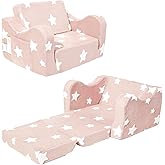KokoSelene Toddler Couch, Kids Couch for Toddler Fold Out, 2-in-1 Convertible Kid Sofa to Lounger Bed for Girls and Boys, Ideal for Reading Sleeping Gaming Decor (Pink)