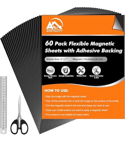 Stone City Self Adhesive Magnetic Sheets - 5x7 Inch, 20 Mil, Pack Of 5 - Made In USA