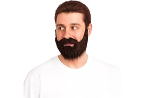 VAULTED SKULLS & CO Full Fake Beard & Mustache Set | Fake Facial Hair | Beards & Mustaches Costume Accessories | Adhesive Backing