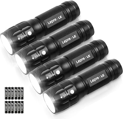 Lighting EVER LE1000 LED Torch 140 Lumen Flashlight 150m Focus Pack of 4