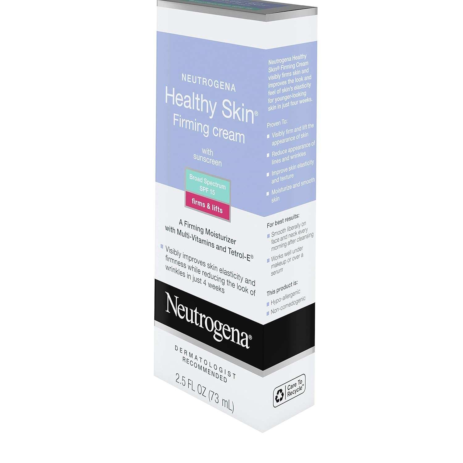 Neutrogena Healthy Skin Glycerin & Green Tea Firming Face Cream Moisturizer & Neck Cream with SPF 15 Sunscreen - Anti Wrinkle Cream, Face Moisturizer for Dry Skin & Neck Firming Cream, 2.5 fl. oz: Beauty