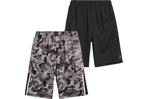 RBX Boys' Athletic Shorts - 2 Pack Breathable Poly Fleece Performance Shorts with Pockets - Active Shorts for Boys
