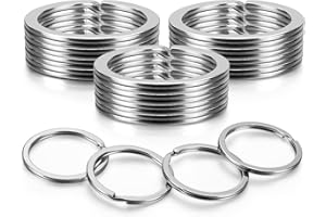 YHYZ 1 Inch Key Rings Bulk (30pcs, Flat Round), 25mm Sliver Metal Spilt Key Rings, for Kechain Chain/Dog Collar tag/DIY Craft Jewelry Making/Car Key
