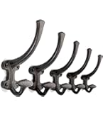 Ambipolar - Paquete De 5 Ganchos Decorativos De Hierro Fundido Resistentes De Doble Pared, Ganchos Clásico En Negro Antiguo Para Colgar En La Pared Para Guardabarros Y Sombreros