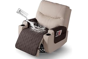 VANSOFY Recliner Chair Covers 100% Waterproof Seat Cover with Arm Reclining Cover Non-Slip Recliner Chair Covers Furniture Protector Washable Slipcover with Pocket for Pets, Dogs(Chocolate, 25")