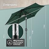 VonHaus Parasol 2M Garden Umbrella with Tilt Hand Crank UV30+ Dark Green view 7