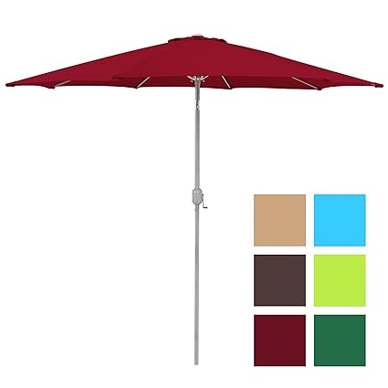 Burgundy : Best Choice Products Patio Umbrella 9 Aluminum Patio Market Umbrella Tilt W/ Crank Outdoor