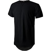GIVON Men's Lightweight Hipster T Shirt Elongated Round Dropped Back Hemline Tri-Blend Modal Cotton Crewneck Slim Fit