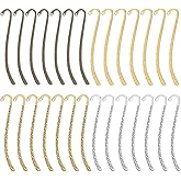 28 Pack Metal Bookmarks, 4 Color Metal Bookmark Hairpin Hook Carved Antique Vintage with Loop for Women Men, Embossed Book Markers, Jewelry Making Charms, Book Lovers Office Supplies