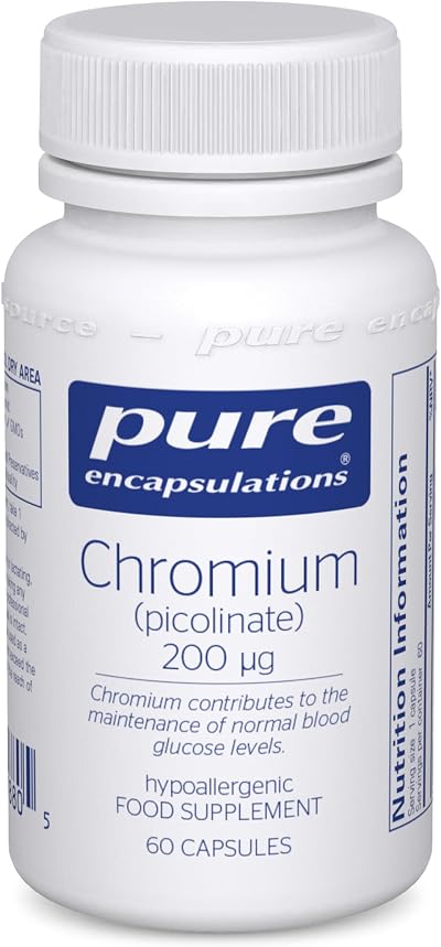 Pure Encapsulations Chromium Picolinate 200 mcg 60 Caps Hypoallergenic