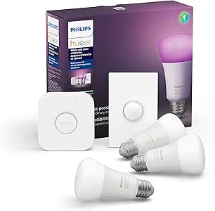 Set 3 focos inteligentes A19 Philips Hue White & Color Ambiance 9.5W