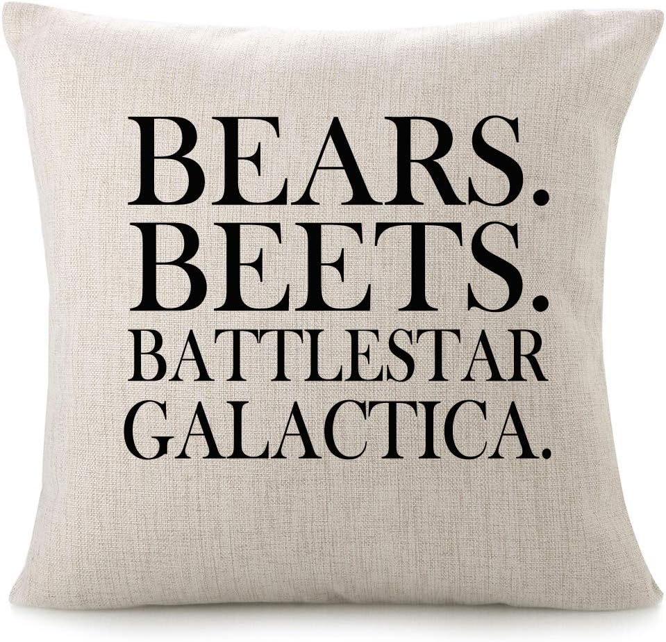 CHICCAT Cotton Linen Throw Pillow Case - Bears. Beets. Battlestar Galactica Home Decor Wedding Gift Engagement Present Housewarming Gift Cushion Cover 18 X 18