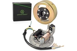 LK LEAPING KNIGHT Magneto Stator Flywheel Rotor Kit,2 Coil Ignition Magneto Stator Kit for 50cc-125cc Dirt Bike ATV Quad Pro Buggy Moped Motorcycle,High Performance 6 Wire Copper Powersports Stators