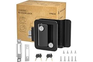 CAMJOKE RV Door Lock for Travel Trailers with Paddle Deadbolt, Camper Entry Door Latch, RV Lock Replacement Kit with 4 Keys, for Cargo Hauler Horse Trailer Truck (1 Lock 4 Keys)