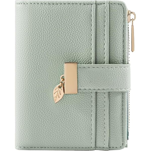 EnShine Women's Slim Leather Card Holder Wallet With Zipper Coin Pocket - Mini Pouch (Coffee Color)