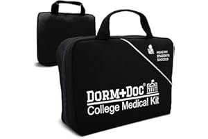 DormDoc College First Aid Kit – Compact Emergency Medical Kit for Dorm Rooms, School, Sports – with Bandages, OTC Medicines for Relief, Gauze, Quick Care Set – Portable Health Kit - 175 PCS, Black