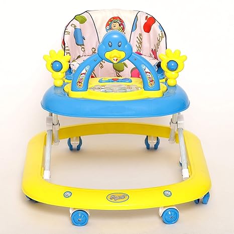 shree ganesh online Blue Dash Baby Walker with Adjustable Height, Rattlers and Music with Cartoon Face for Boys and Girls