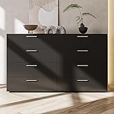 GODECOR 8 Drawer Dresser for Bedroom, Black Chest of Drawers, Wooden Bedroom TV Stand, Large Dresser Storage Chest with Deep 