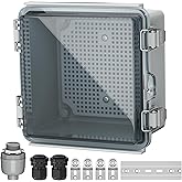 Joinfworld 6x6x4 Outdoor Electrical Box Weatherproof Junction Box Plastic Clear Waterproof Box Enclosure Nema 4 for Electronics Project WiFi Timer Conduit Marine Outside