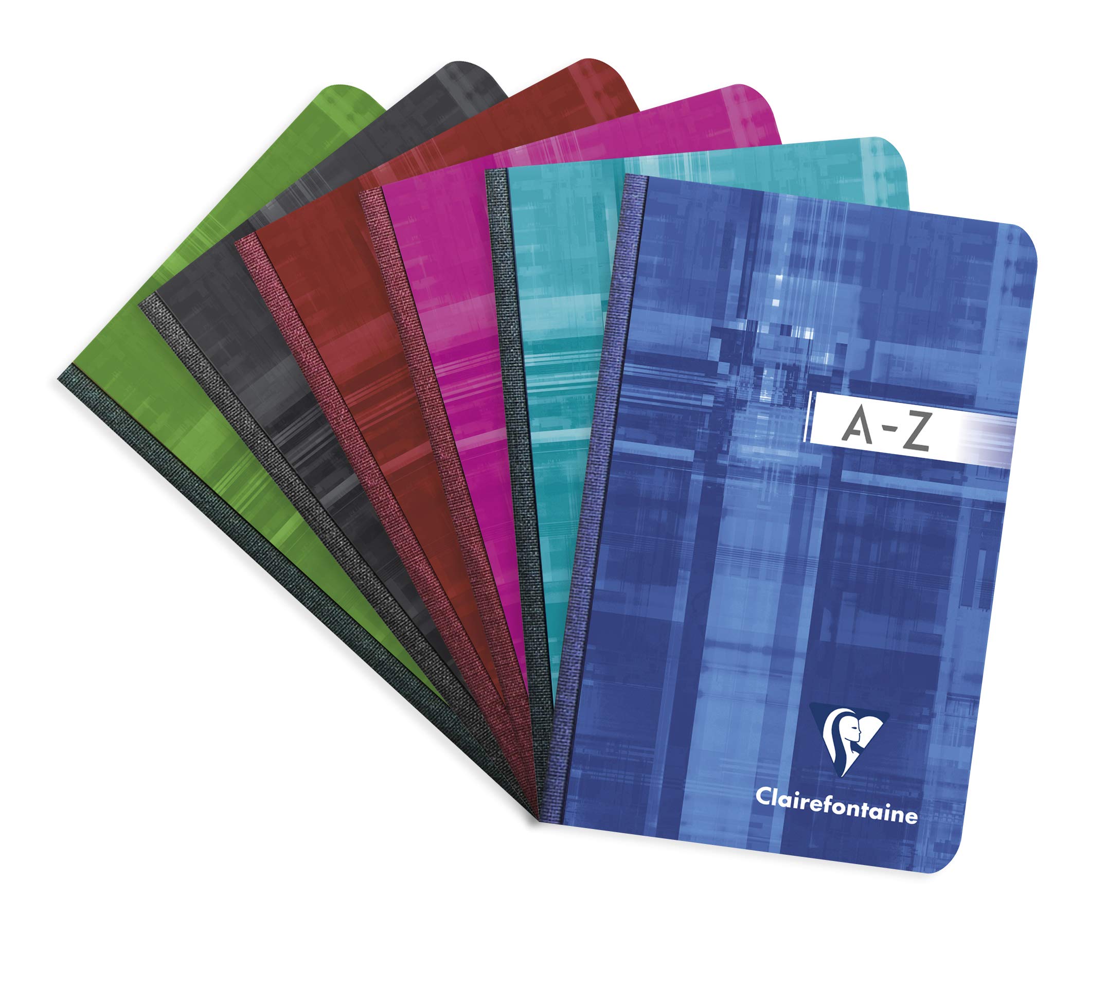 Clairefontaine 9599C - 5 Clothbound Indexed Books - Dimensions: 9x14 cm - 192 Small Square Pages - 90 g White Paper - Laminated Card Cover - Random Colours