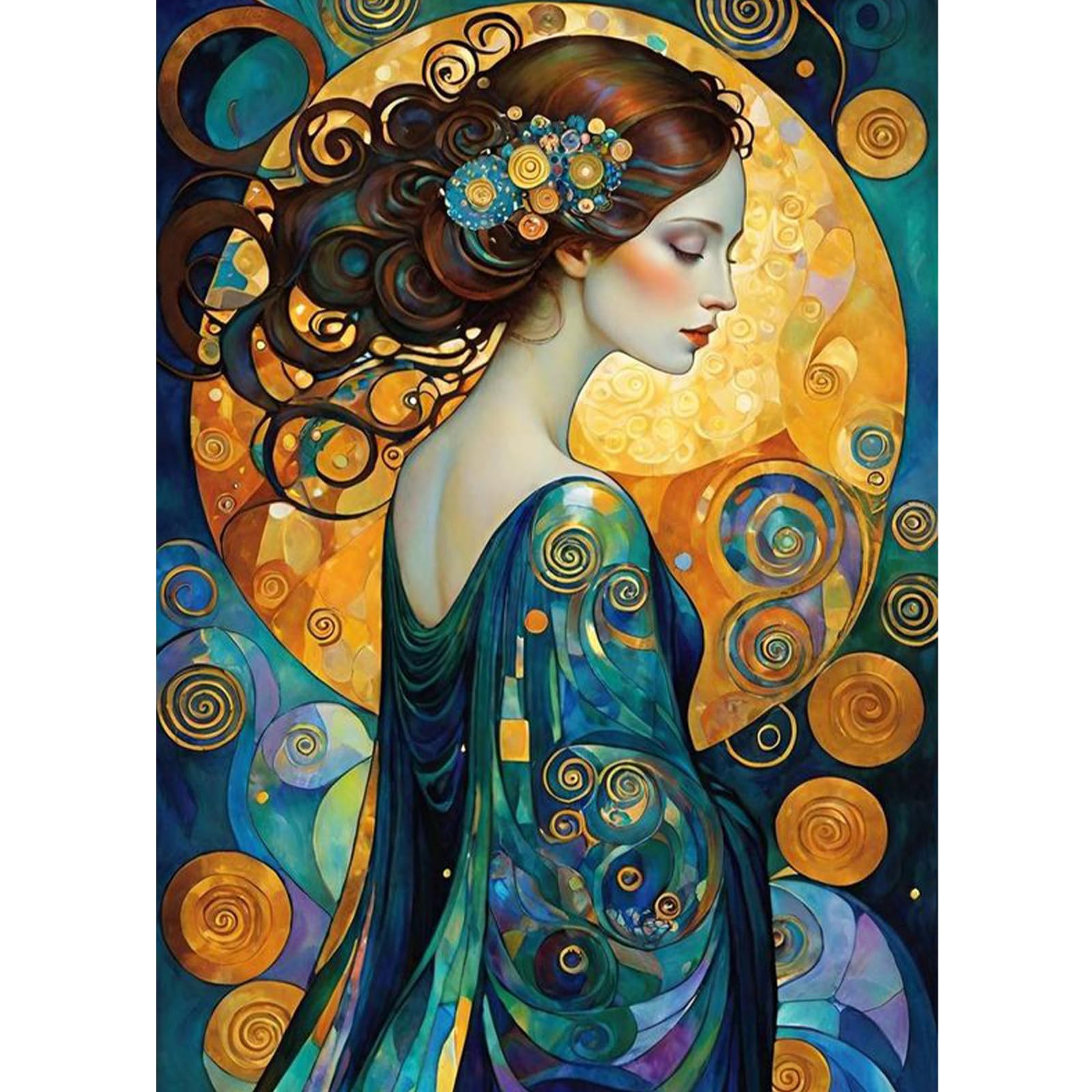 QENSPE 5D Diamond Painting Vintage Goddess Diamond Art Kits for Adults, Round Full Drill Vintage Diamond Painting Kit with Tools for Beginner, DIY Gems Art Craft for Home Wall Decor 12x16 inch