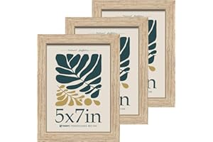 TENIBYC 5x7 Oak Picture Frame with HD Glass - 3pk, Natural Wood Photo Frame, Wall Gallery Frame