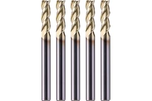 SEFHLI Solid Carbide Square End Mill(5Pcs 3/16") - ZrN Coated, 3 Flute, 37° Helix, 3/16" Cutting Diameter, 3/16" Shank Diameter, 5/8" Length of Cut, 2" Overall Length for Milling Aluminum and Copper