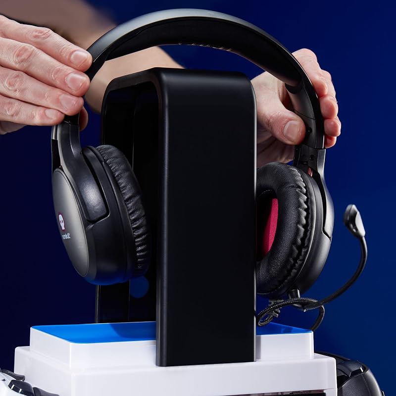 Armadietto da Gaming Con Luce LED Ispirato a PS5 – Porta Controller, Supporto per Cuffie e Organizer per PS4/PS5 & Xbox Series X|S – Con Impostazioni LED Multiple – Merchandising Ufficiale