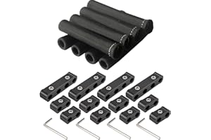 Baieasy 12pc Engine Spark Plug Wire Separator Divider & 8pc Spark Plug Wire Boots Protector Heat Sheild Sleeve 8mm 9mm 10mm Spark Plug Wire Clamp Holder Aluminum Alloy Ignition Wire Divider Black