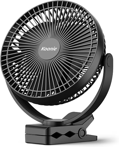 Koonie 10000mAh Clip on Fan 8 Inch Rechargeable Desk Fan 360° 4 Speed