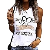 SOLY HUX Tank Top for Women Leopard Heart Print Round Neck Sleeveless Summer Tops