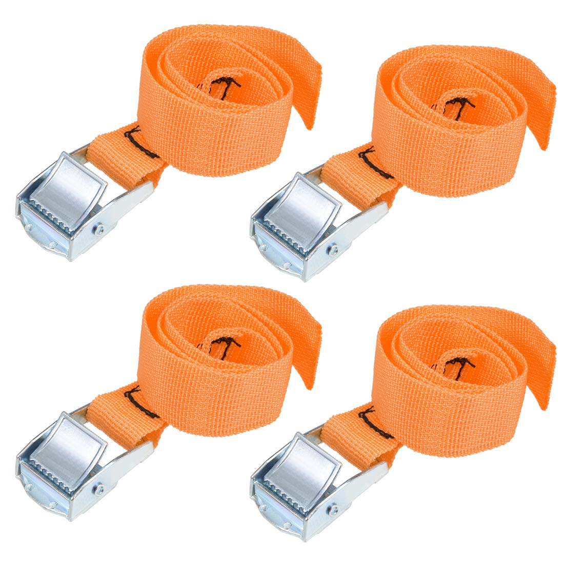 sourcing map Tie Down Strap Cam Buckle Lashing Strap 1" x 1.6Ft 550lb 250Kg Load Polypropylene for Moving Securing Cargo, Orange, Pack of 4
