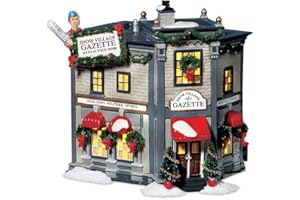 Department 56 Snow Village Gazette Lit Building