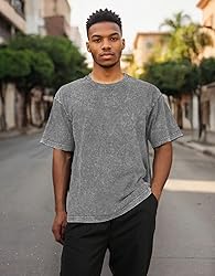 Suvipnee Men's Acid Wash T-Shirts Oversized Unisex
