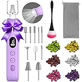 Electric Nail File, 10 Speeds Cordless Nail Drill with LED Light, Portable Manicure Pedicure Kit for Acrylic Gel Nails Thick Toenails Nail Grind, Hand Natural Nails Care - 10 Bits & 120 Sanding Bands